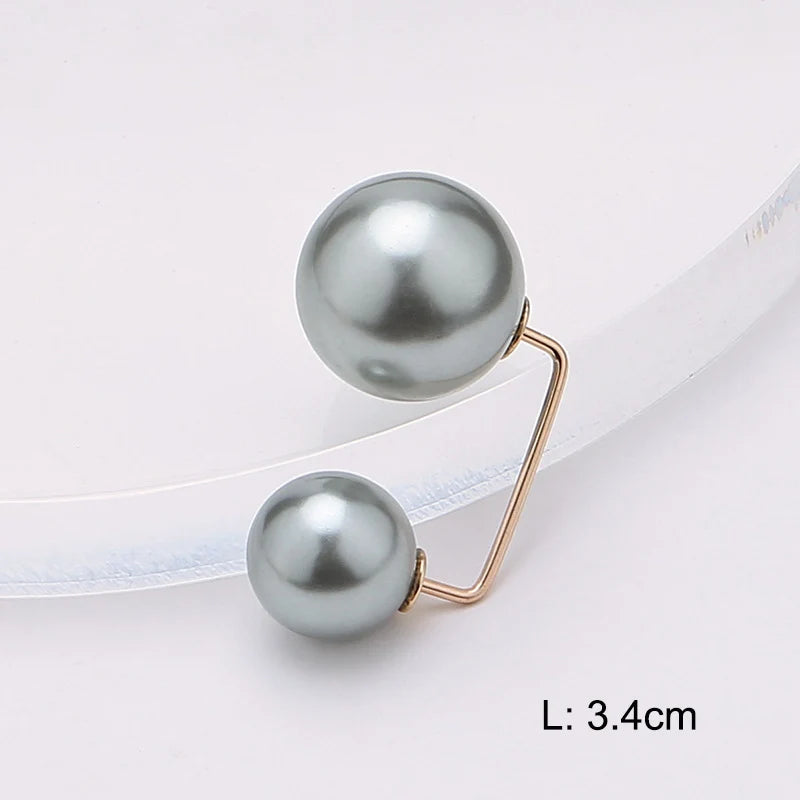 Pearl Brooch Pin For Women Scarf Double Pearl Fixed Safety Pin Accessories Clothes Buckle Clips Multifunction Brooch Clips Lapel
