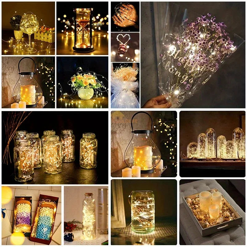 Outside 10 Pack Waterproof Mini Fairy Lights Copper for Christmas Decorations lifestyle view