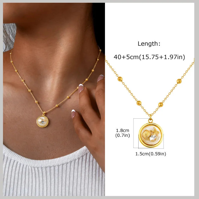 18k Gold Plated Pearl Shell Starfish Necklace | Summer Beach Jewelry for Women alternate view