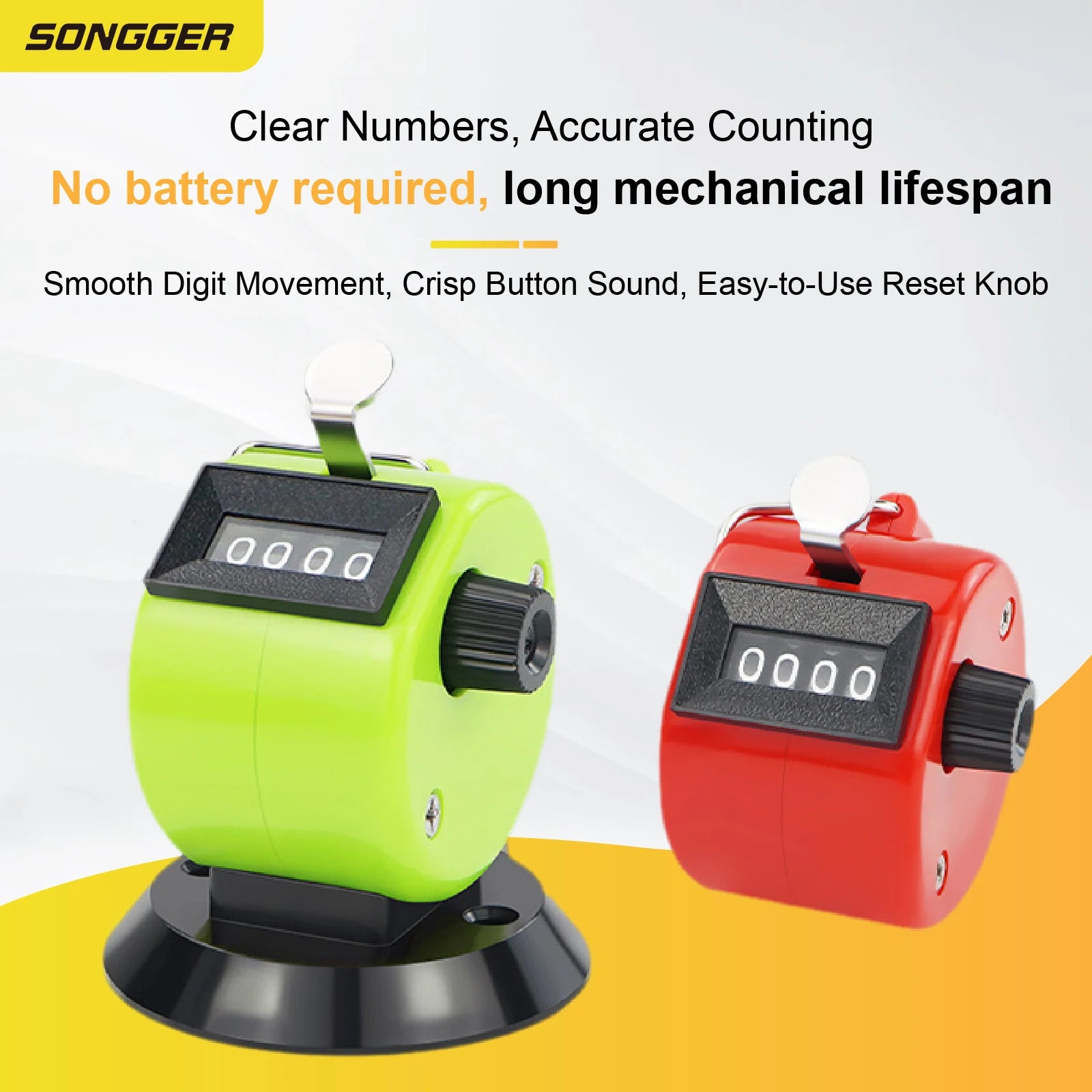 Manual Counter Mechanical Tally Handheld Rotary Clicker Counter | Resettable People Co close-up view