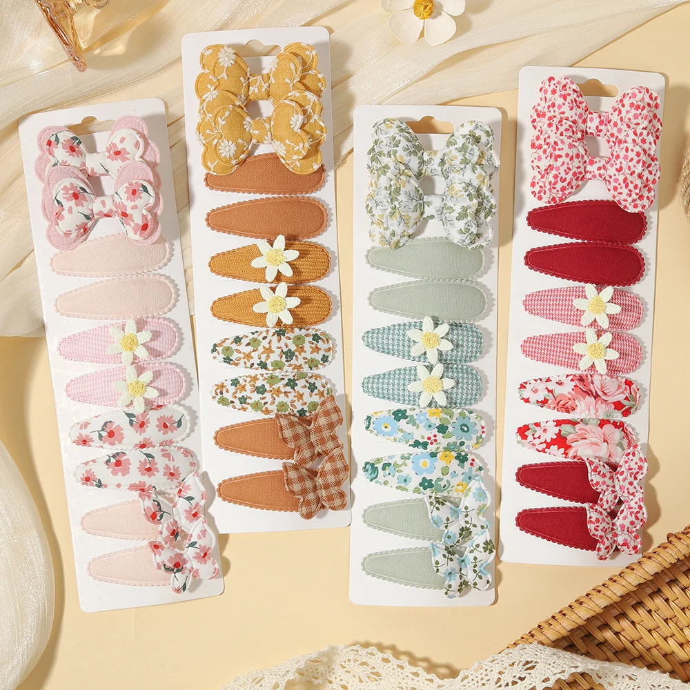 10PCS/Set New Fabric BB Hair Clip  Girls' Teenagers' Children's Side Bangs Clip Girls' Party Daily Decoration Hair Accessories