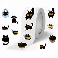 100-500Pcs Cartoon Cat Sticker Roll Set | DIY Decorative Stickers for Party, Phone, Guitar, and Stat
