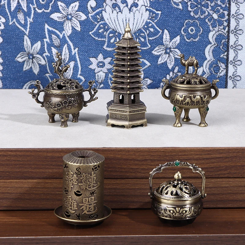 Alloy Lucky Incense Burner Bowl Incense Holder With Handle | Ancient Style Yoga Medit alternate view