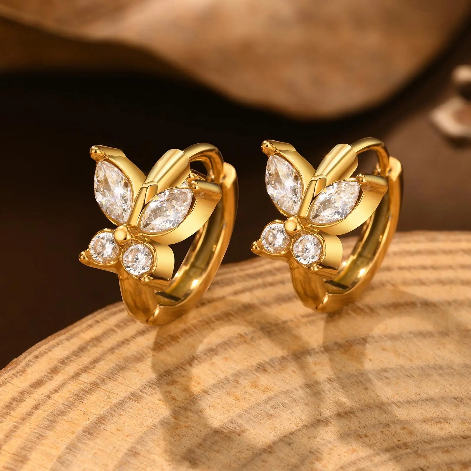 Heart-Shaped Zircon Earrings for Women | Stainless Steel Gold Hoop Earrings lifestyle view