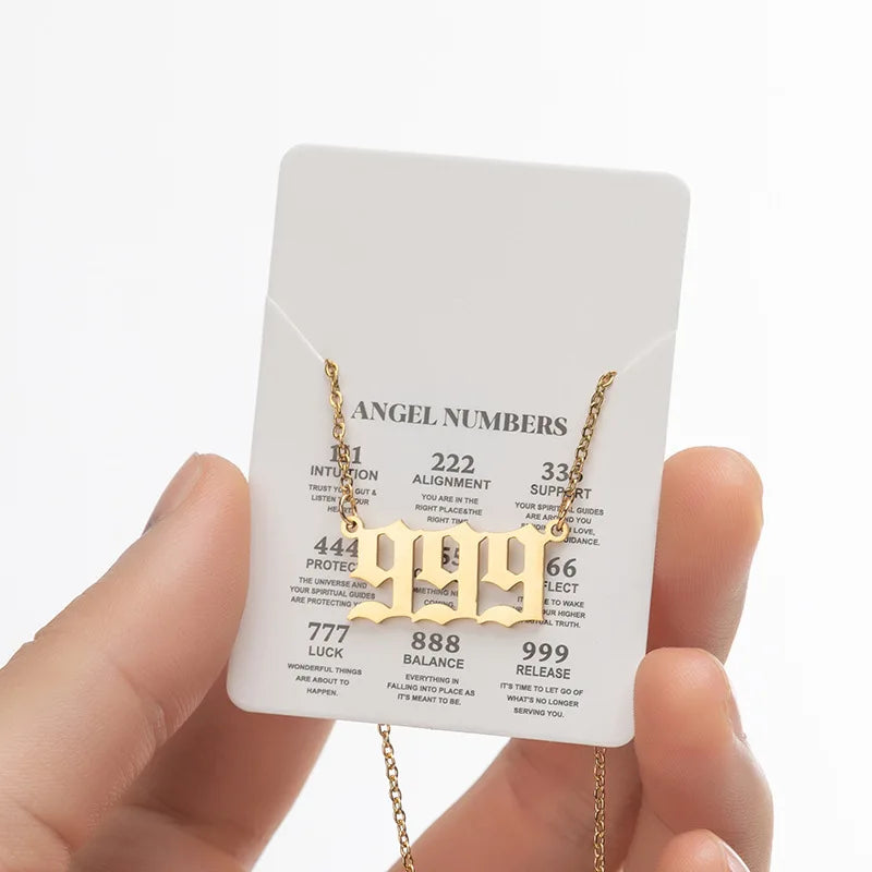 Stainless Steel Angel Number Lucky Numbers Necklaces 111 222 333 444 555 777 888 99 additional angle