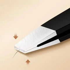 Stainless Steel Black Eyebrow Tweezer with Slant and Flat Point Beauty Tools for Eyelash detail view