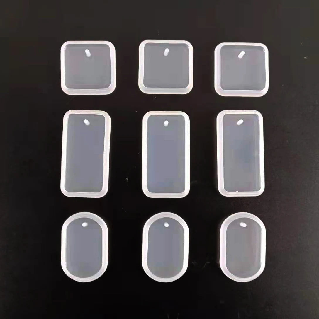 1/6/10pcs DIY Keychain Pendant Silicone Mold Set Crystal Epoxy Resin Mold Round Rectan close-up view