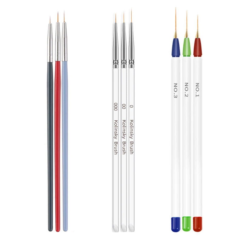 5/20Pcs Nail Art Brush Design Tip Painting Drawing Carving Dotting Pen FlatFan Liner lifestyle view