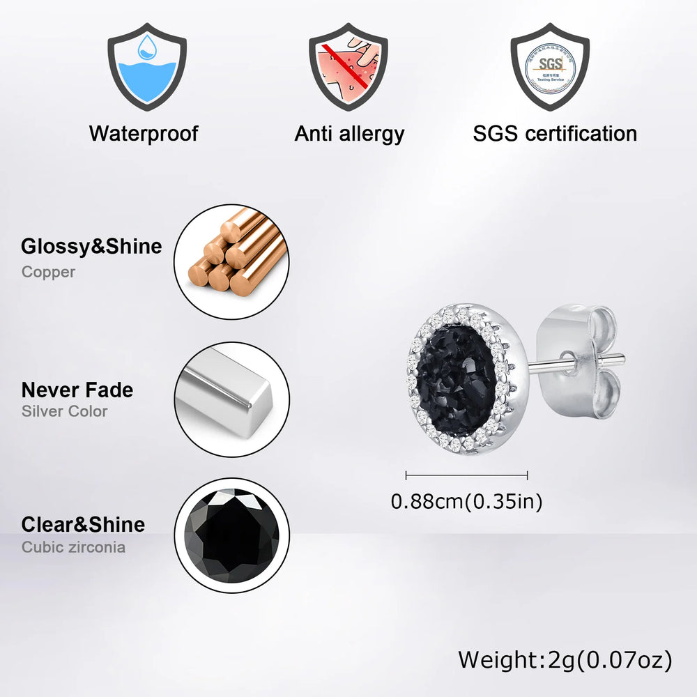 Vnox Black Crystal Round Circle Earrings for Men, Full Blue CZ Stone Ring Stud Earrin lifestyle view