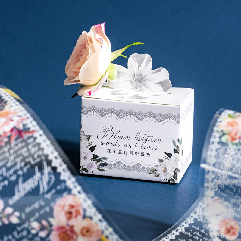 6 Styles Decorative Lace Flower Tape Set | DIY Collage PET Stickers detail view