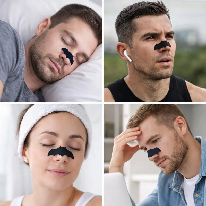 Breathable Adhesive Nose Strips | Anti-Snoring Nose Patch for Day and Night Use additional angle