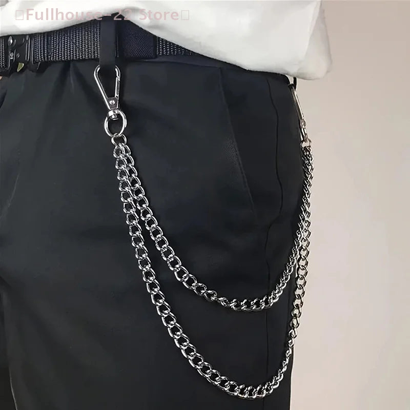 【MAX-22】1Pcs 2/3Layer Punk Hip-hop Long Metal Belt Chain Fashion Trousers Pant Waist M close-up view