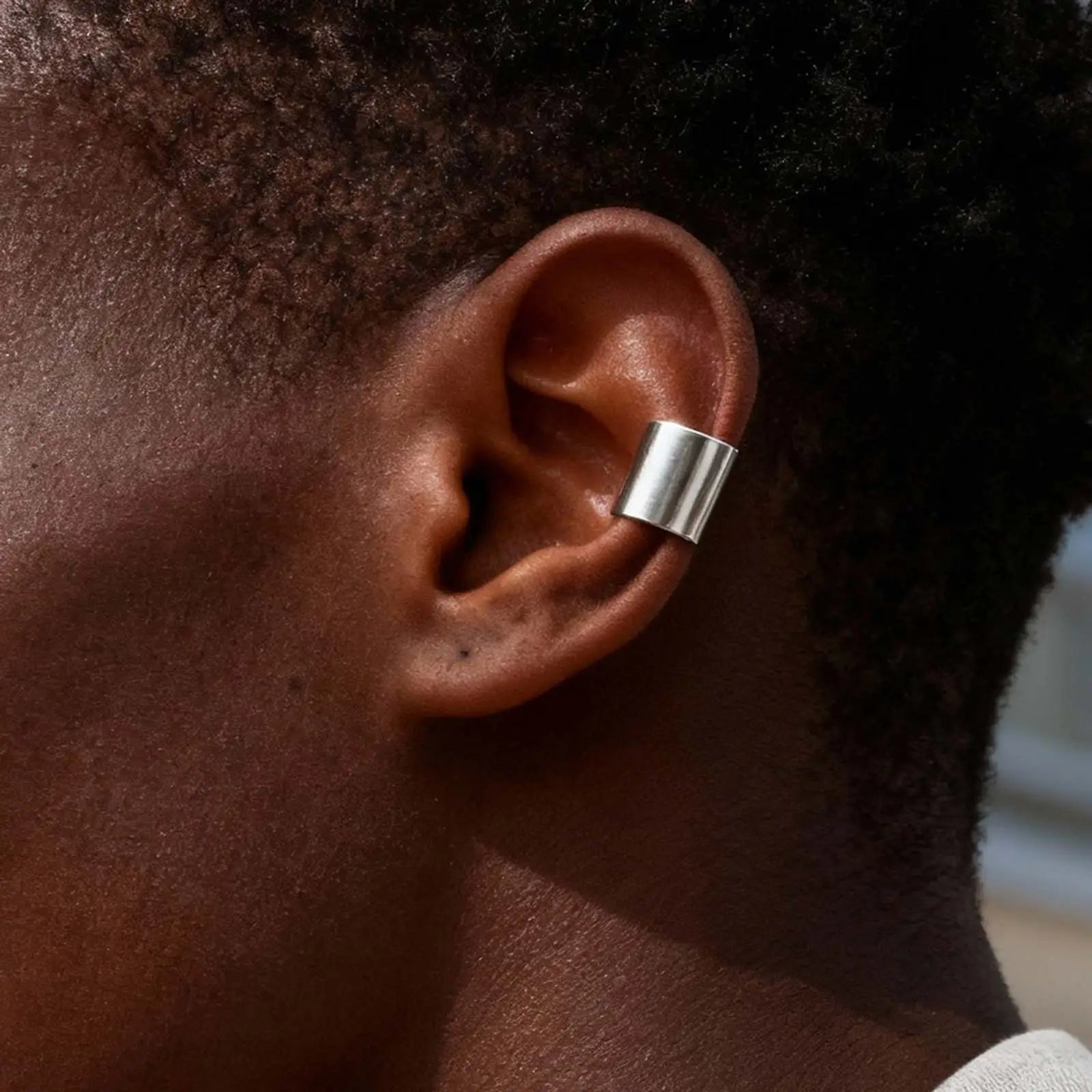 Trendy Simple Long Tube U-shaped Stainless Steel Ear Bone Clip For Men, Geometric Non Piercing Ear C