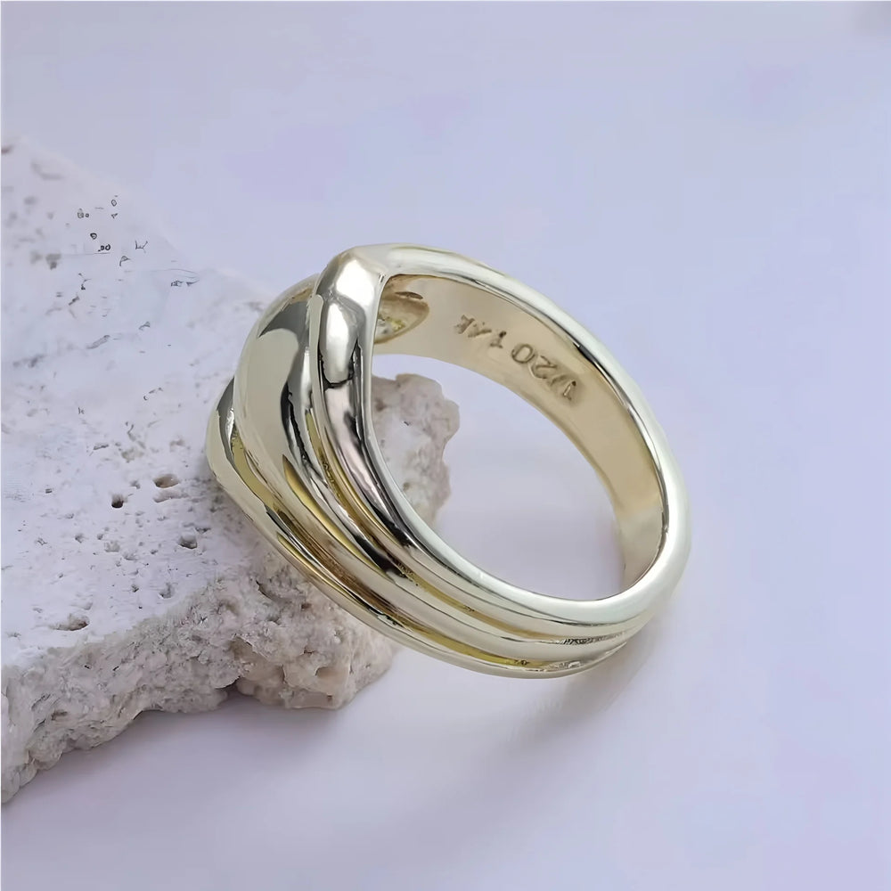 VENTFILLE 925 Sterling Silver Geometric Multilayer Round Bead Ring Female Fashion Pun lifestyle view