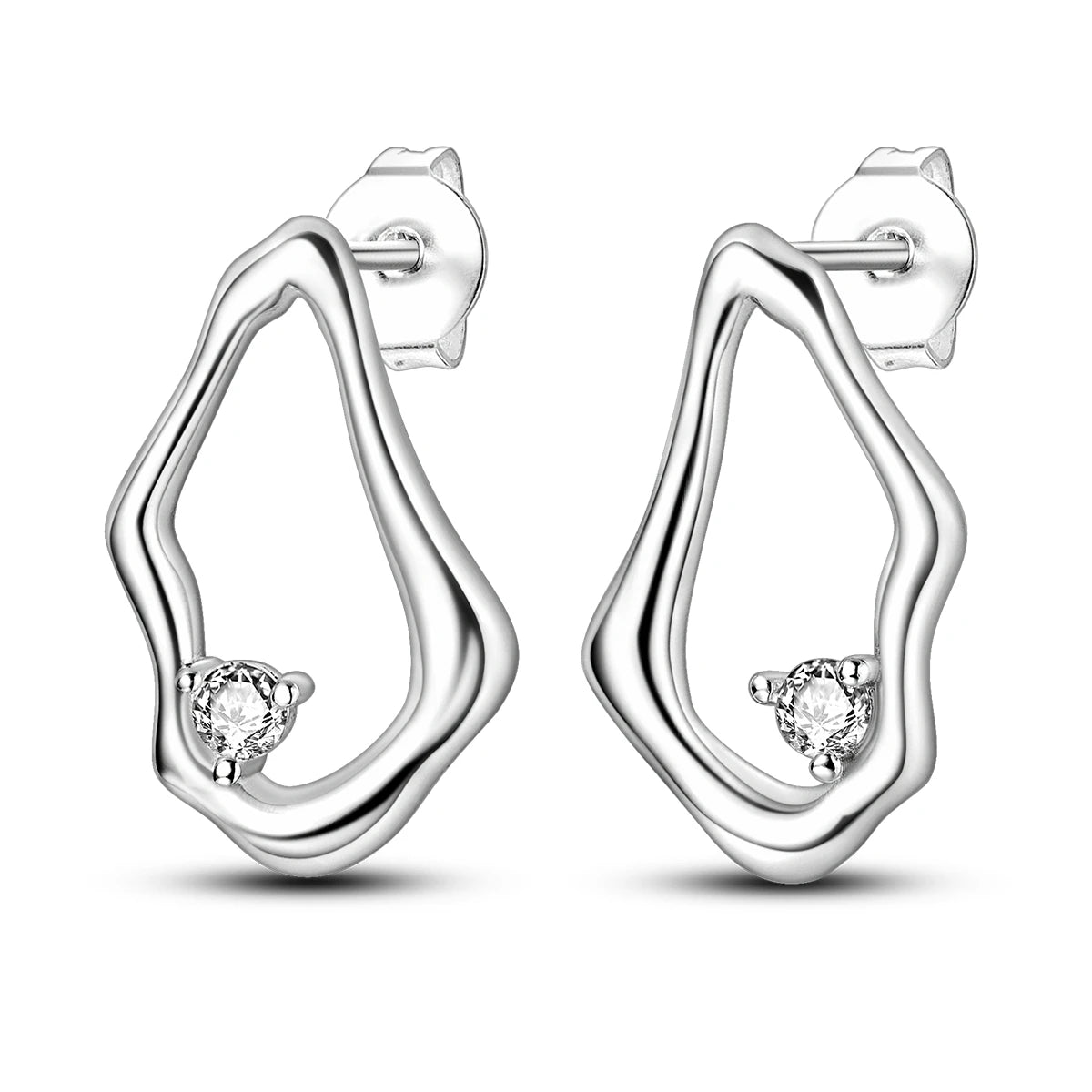 925 Sterling Silver Hoop Earrings with Zircon | Classic U-Shaped Women Jewelry