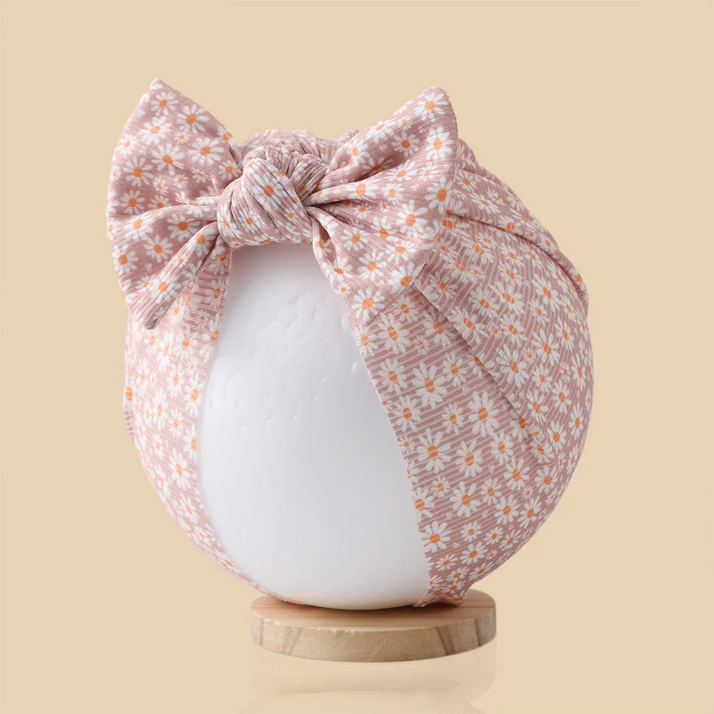 Baby Turban Hats with Prints | Soft Knit Newborn Caps lifestyle view