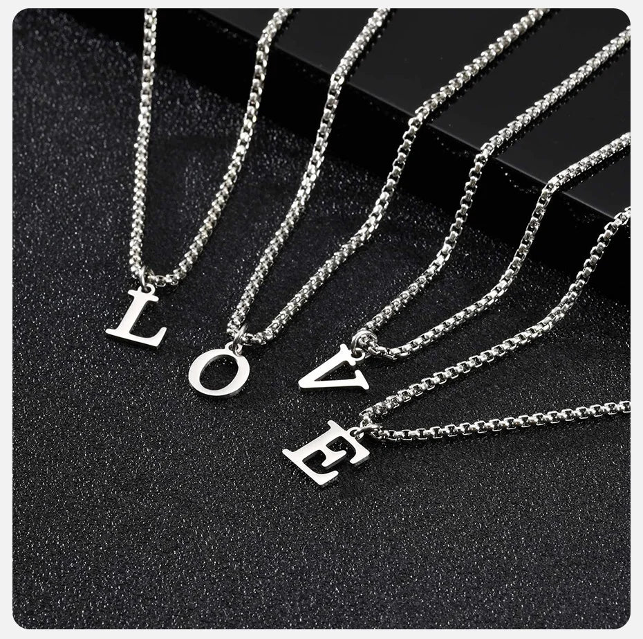 Minimal A-Z Initial Necklace for Men | Stainless Steel Letter Pendant alternate view