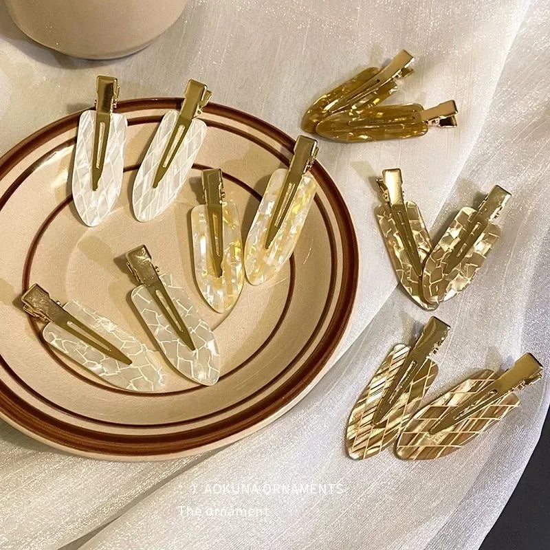 New 2/3/4pcs Korean Fashion Gold White Glitter Hair Pin Acetate Make Up Hair Clips Headw detail view