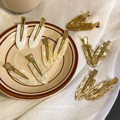 New 2/3/4pcs Korean Fashion Gold White Glitter Hair Pin Acetate Make Up Hair Clips Headw detail view