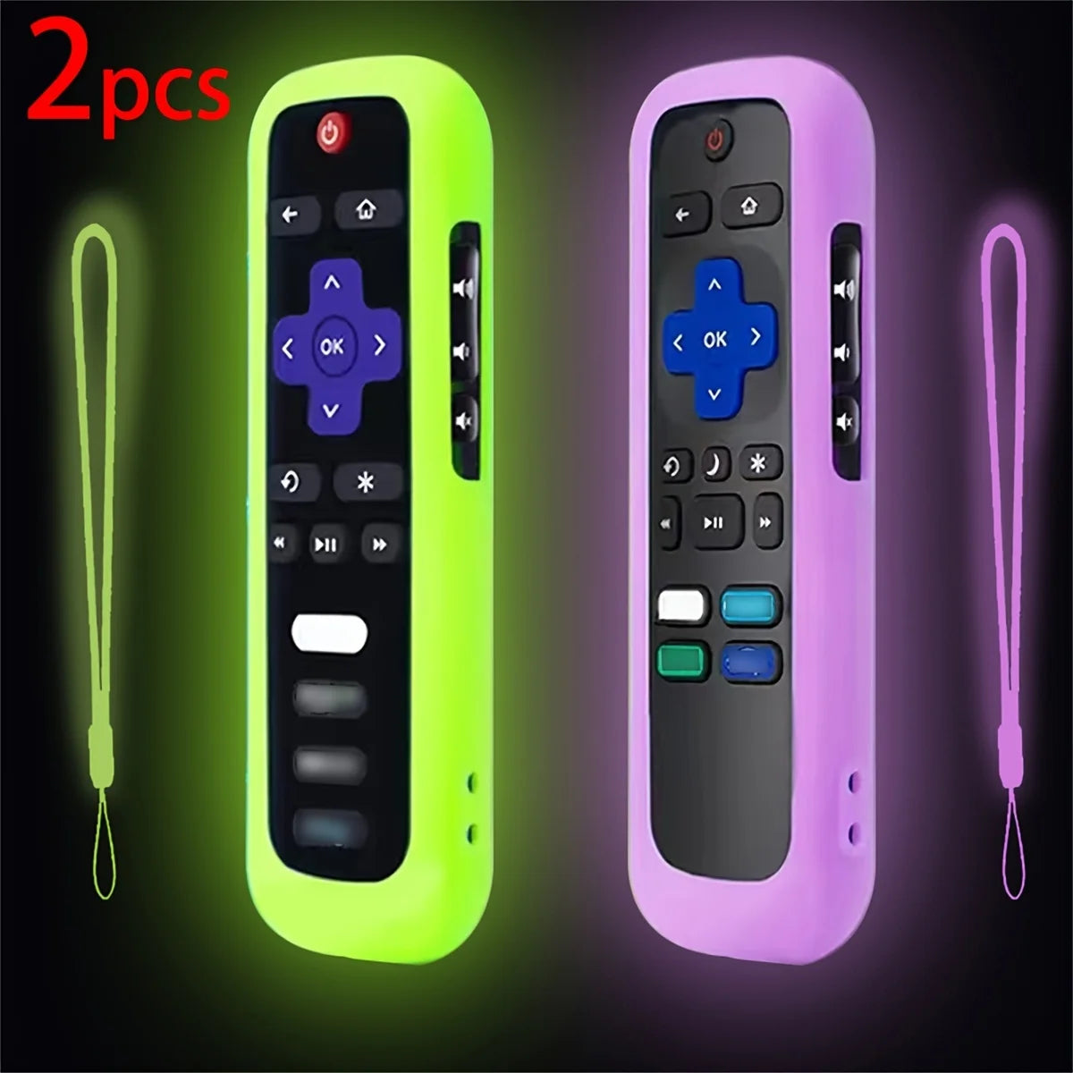 Luminous Silicone Remote Cover With Rope for TCL Hisense Roku TV