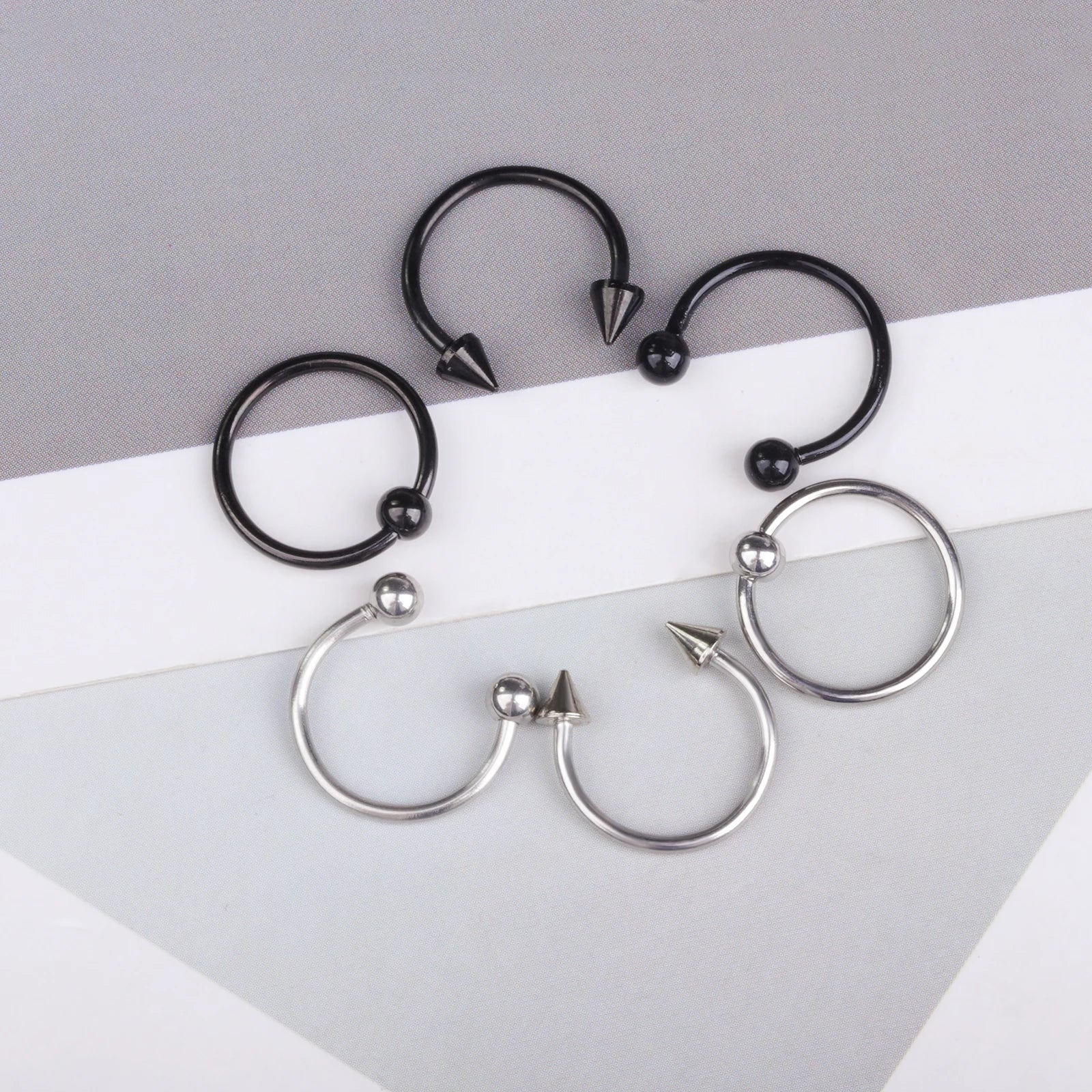 24pc 16G Multiuse Stainless Steel Piercing Rings - Hypoallergenic Horseshoe Hoops f additional angle