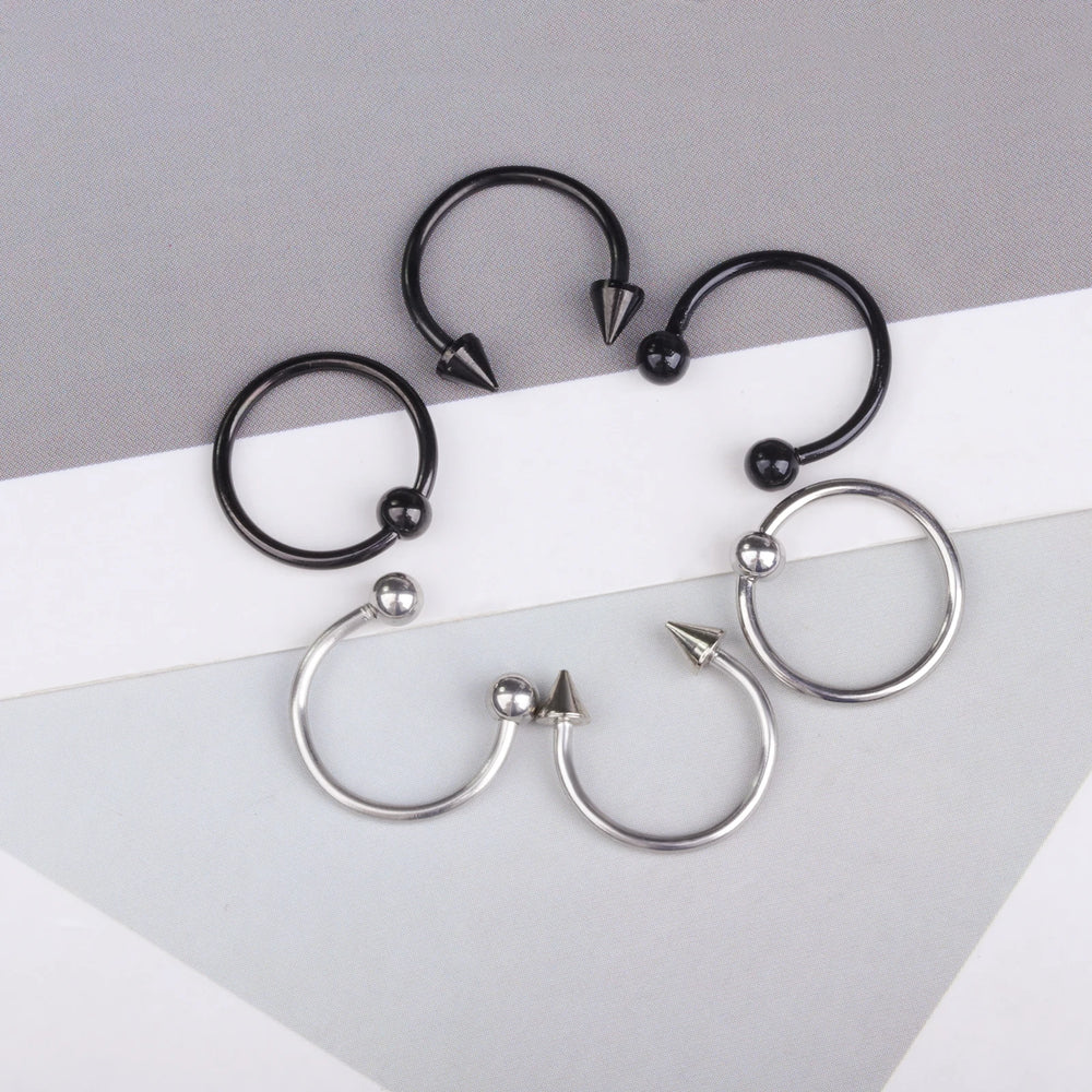 24pc 16G Multiuse Stainless Steel Piercing Rings - Hypoallergenic Horseshoe Hoops f additional angle