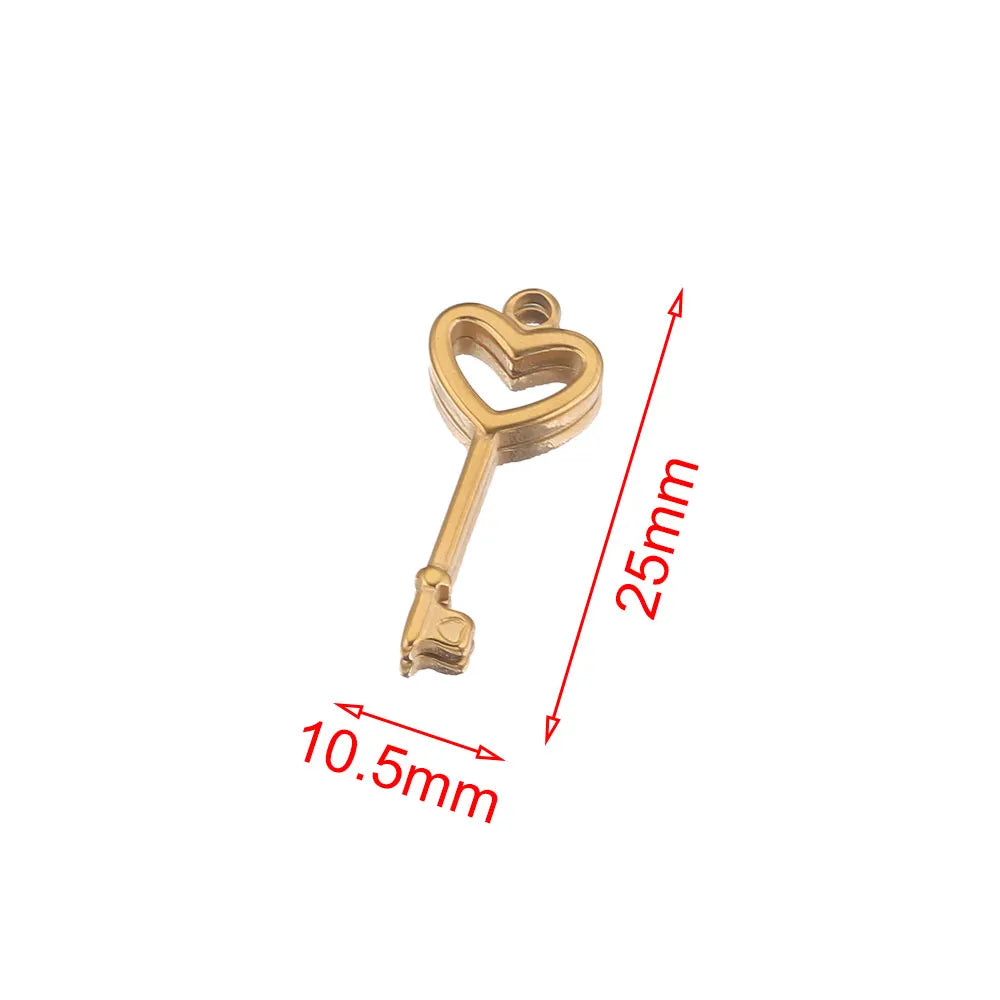 5pcs Stainless Steel Heart Lock Key Gold Plated Love Pendant Punk Hip Hop for DIY Nec lifestyle view
