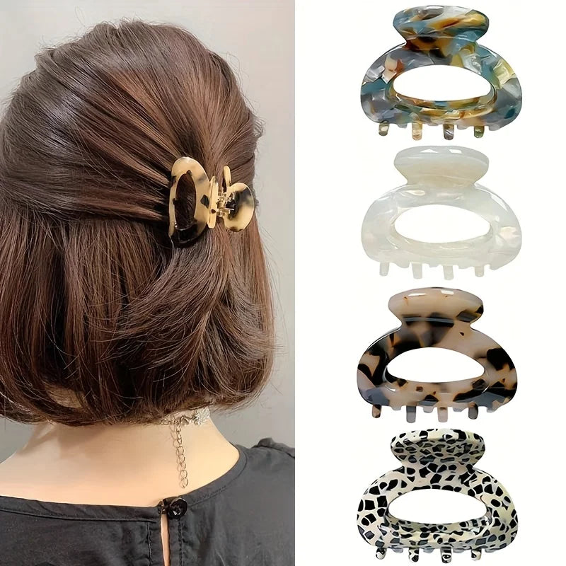 Elegant Sweet Small Oval Hair Claw Clip for Women Secure Grip Hair Accessories Ponytails Cute Hair C