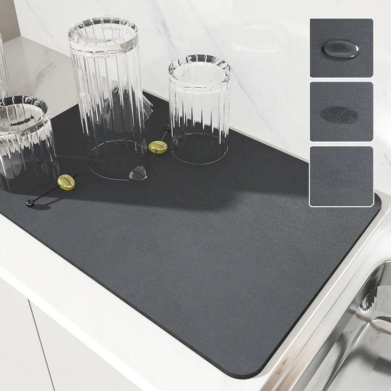 Mat Antiskid Draining Coffee Dish Drying Mat Quick Dry Bathroom Drain Pad Tableware Ma close-up view