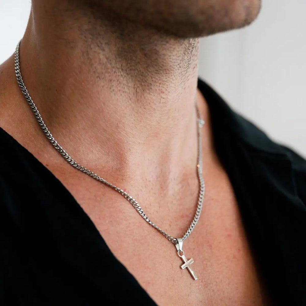 Casual Cross Pendant Necklace for Men | Waterproof Stainless Steel Jewelry Gift