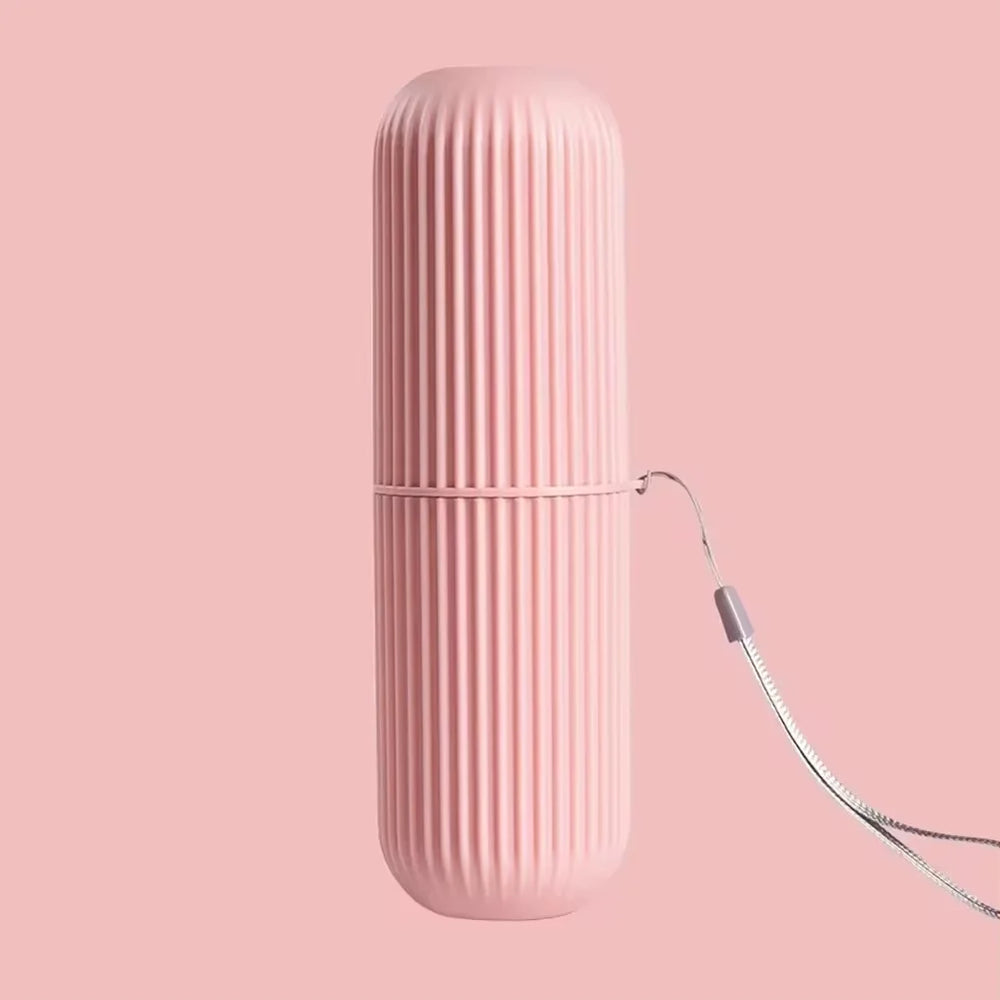 Portable Toothbrush Cup and Toothpaste Holder | Travel Toiletries Storage Case lifestyle view