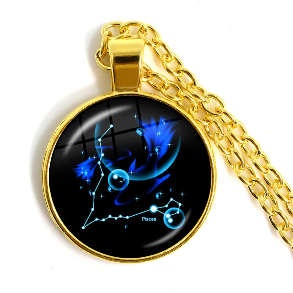 Zodiac Necklace Silver Plated | 12 Constellation Pendant Jewelry additional angle