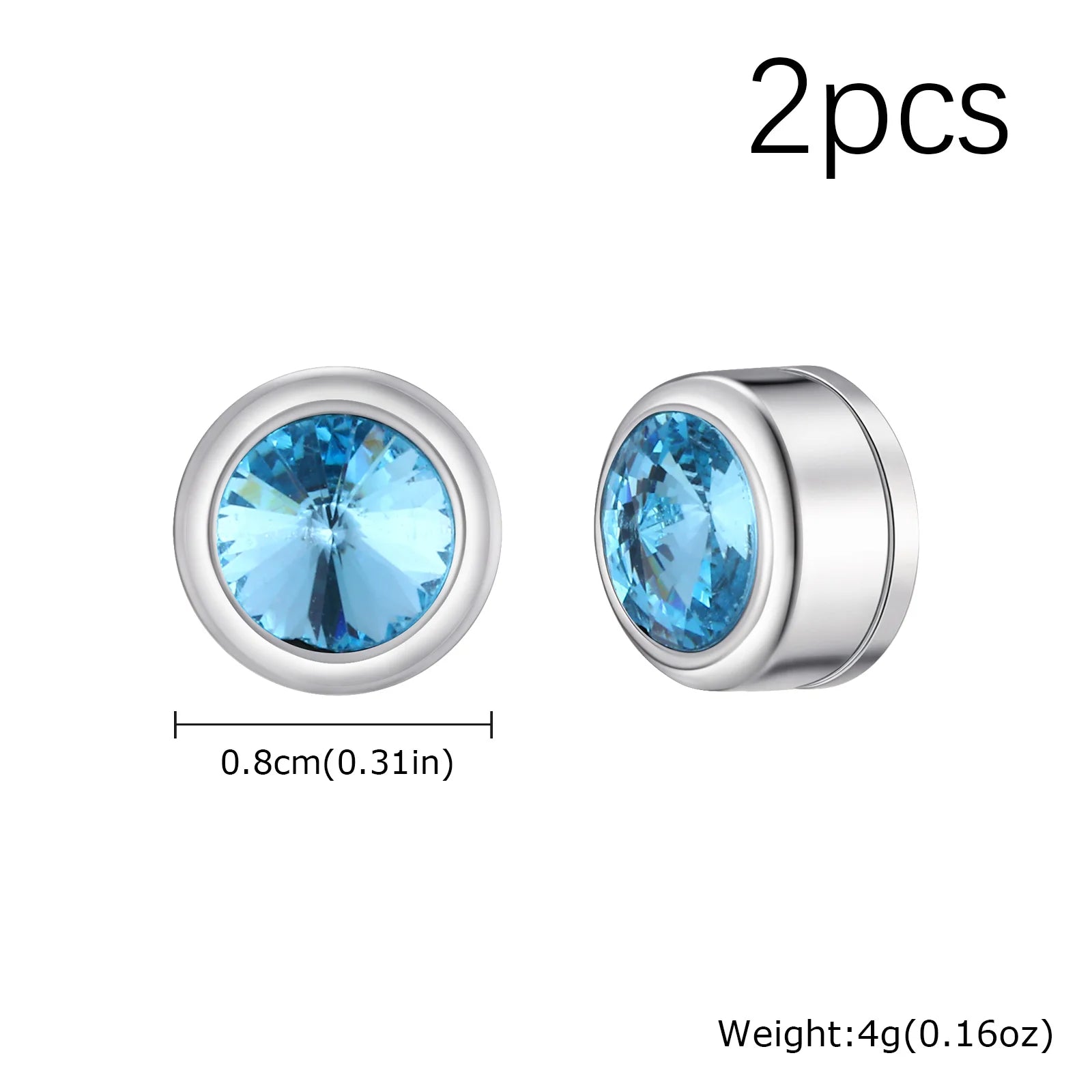 Magnetic Zircon Stud Earrings for Men,8mm Hypoallergenic Stainless Steel Non-Pierce additional angle