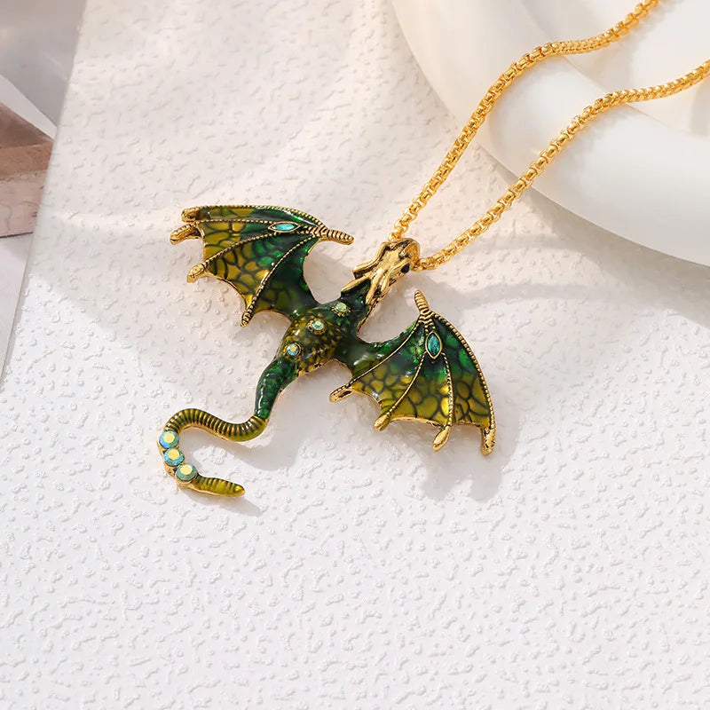 Goth Fly Dragon Pendant Necklace | Punk Snake Chain Choker for Men and Women lifestyle view