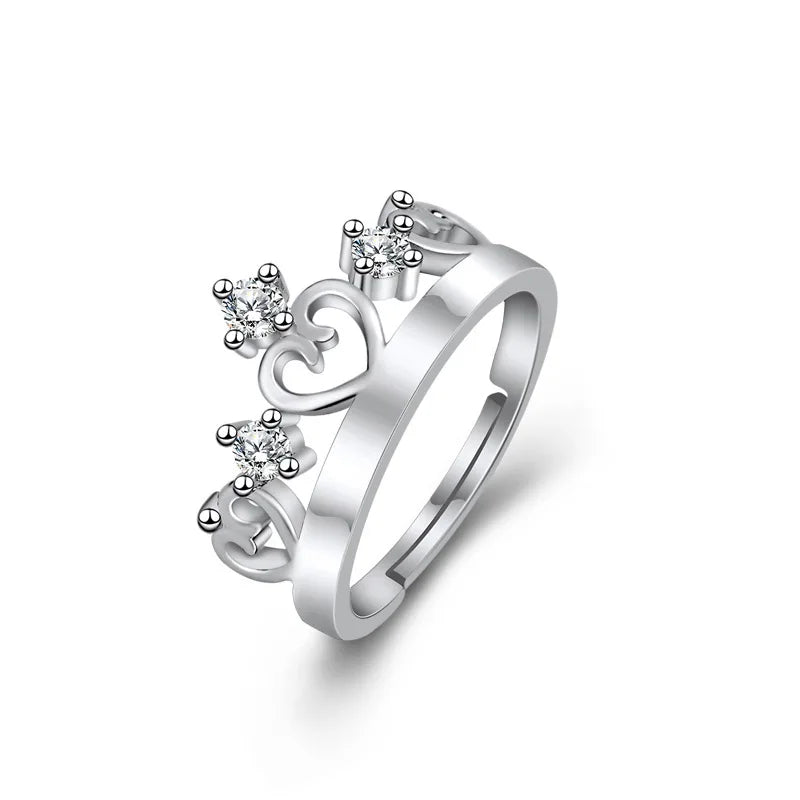 925 Sterling Silver Zircon Adjustable Ring | Women's Cocktail Jewelry close-up view