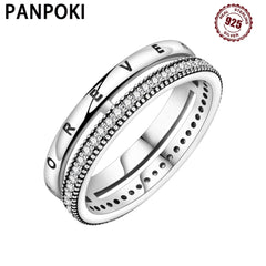 PANPOKI S925 Sterling Silver FOREVER Eternal Ring Closed Ring For Women Original Finger Ring Jewelry