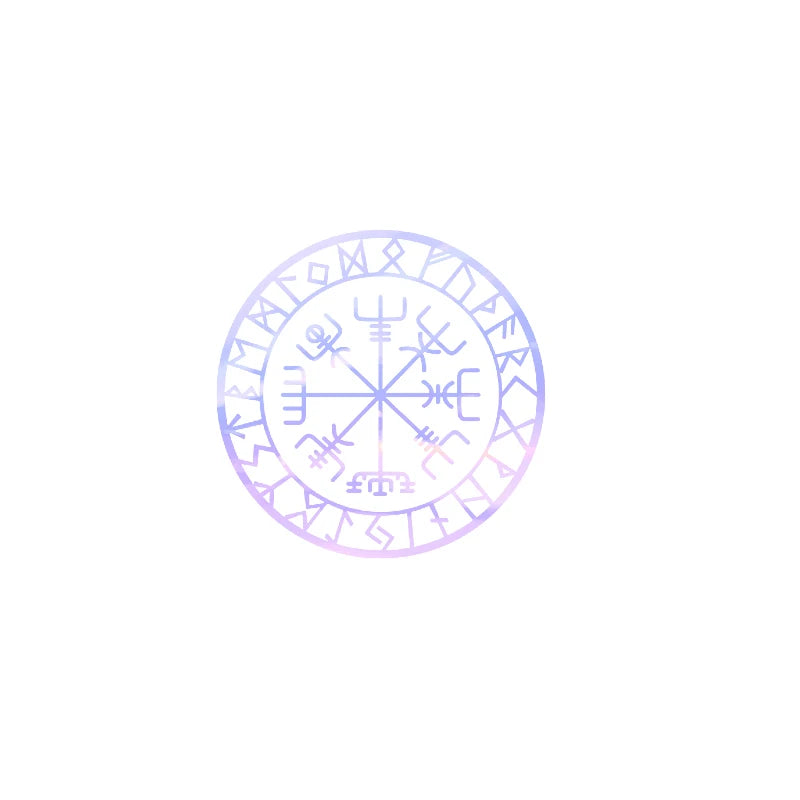 Viking Protection Runes Vegvisir Compass Talisman Red Vinyl Decal | Car and Laptop De alternate view
