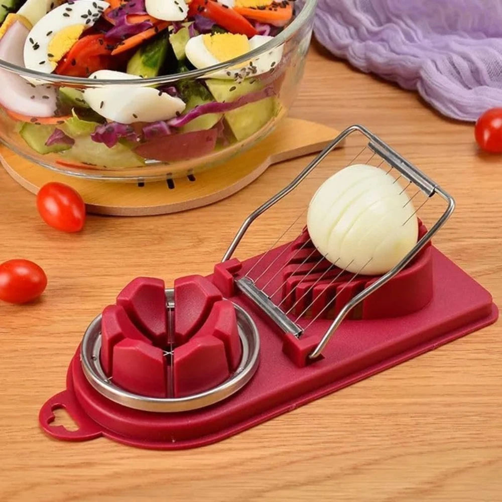 2 In 1 Egg Slicer Multifunctional Stainless Steel Egg Cutter | Kitchen Gadget for S additional angle