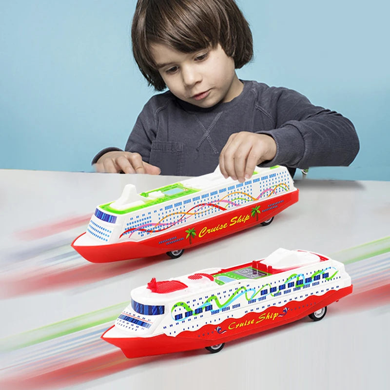 1PC Cruise Boat Ship Model | Pull Back Sliding Steamship Gliding Toy Gift