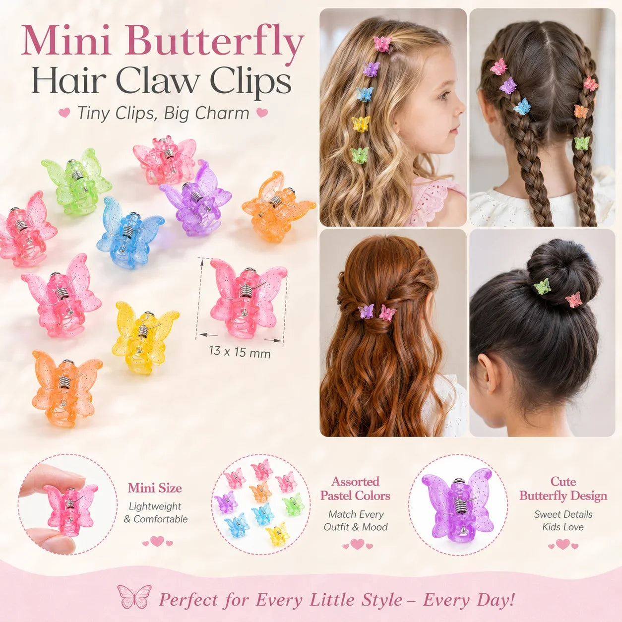 Macaron Color Flower Hair Clips Tiny Claw Clips Sweet Hairpins for Children Girls Fashion Hair Accessories
