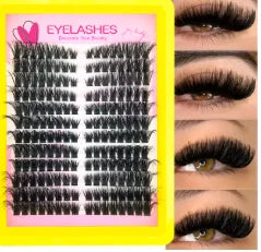 QUEENICE Three Fold Updated New DIY False Eyelash Extension 6 Mixed Styles Fluffy Voluminous  Cat eye Spiky lash extensions