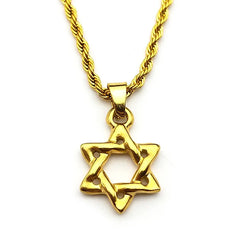 Magen David Star Pattern Chain For Women Men Stainless Steel Gold Color Judaism Faithful detail view