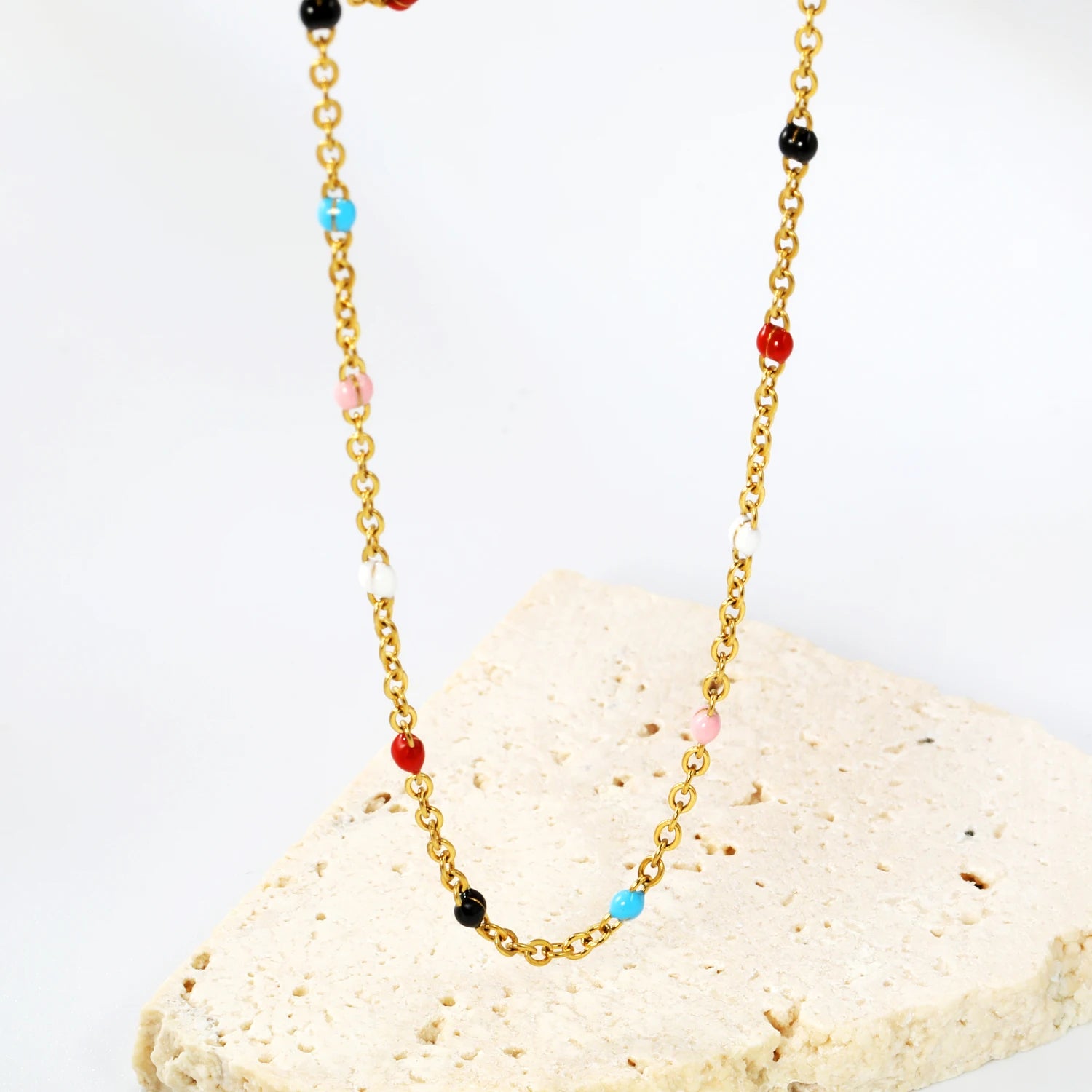 LUXUKISSKIDS Sweet Multicolor Drip-Oil Beads Necklace Women's Bohemia Stylish Clavi additional angle