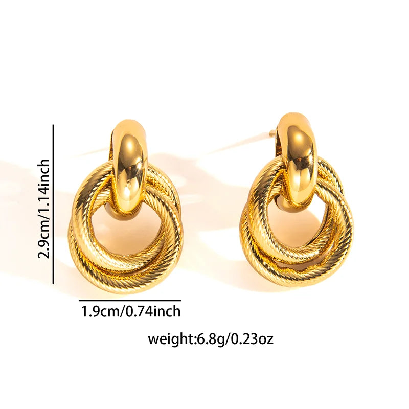 316L Stainless Steel Hoop Earrings for Men Women | Geometric Drop Earrings lifestyle view