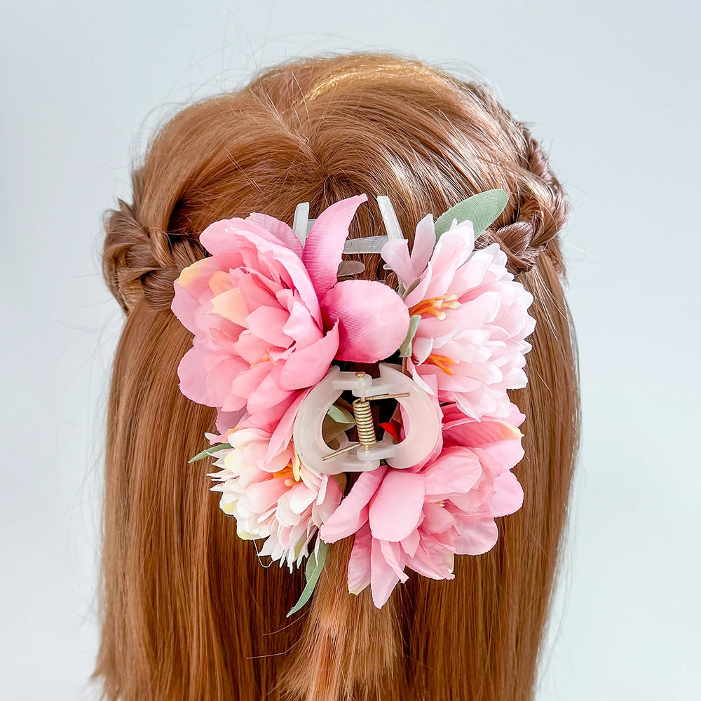 Girls Flower Hair Claw Clips Wedding Headdress For Bridal Bridesmaid Party Flower H additional angle