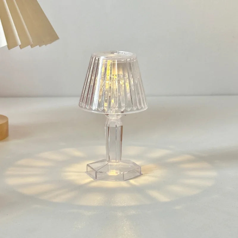 Mini Crystal Table Lamp | Color Changing Battery Night Light for Bedroom Decor close-up view