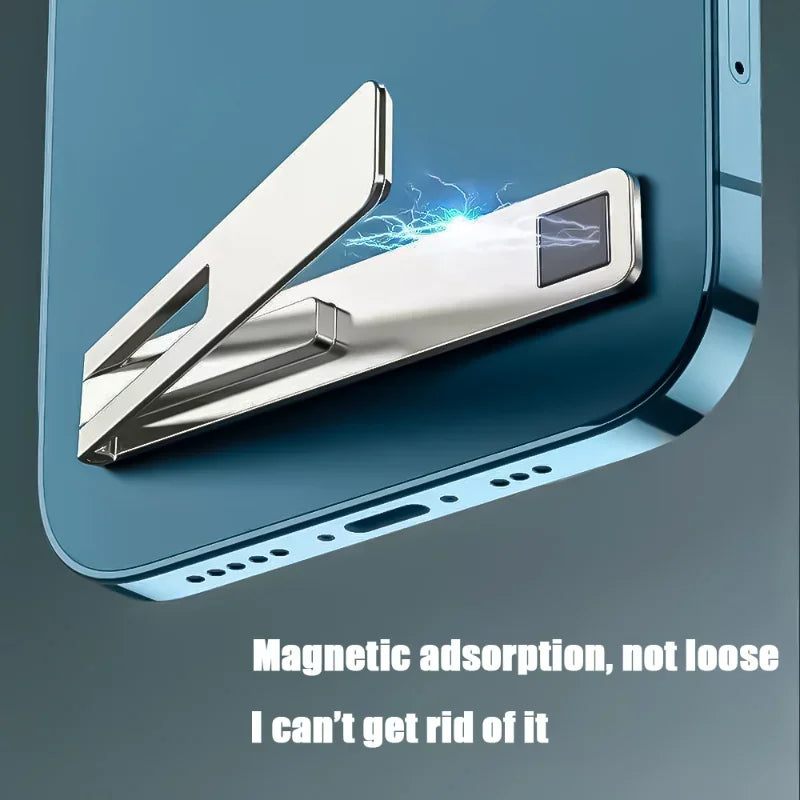 Magnetic Ultra Thin Foldable Mobile Phone Holder Bracket Metal Alloy Desktop Cell Phone Stands Universal Phone Support Kickstand