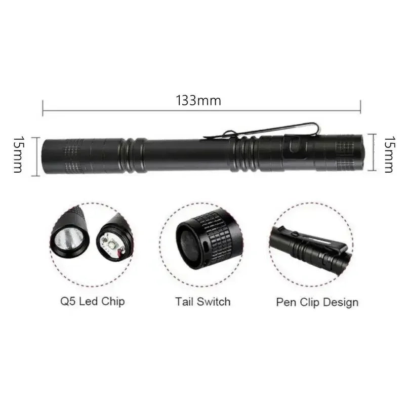 Mini LED Flashlight 50000LM Ultra Bright | Portable Penlight Torch for Camping and Wor close-up view