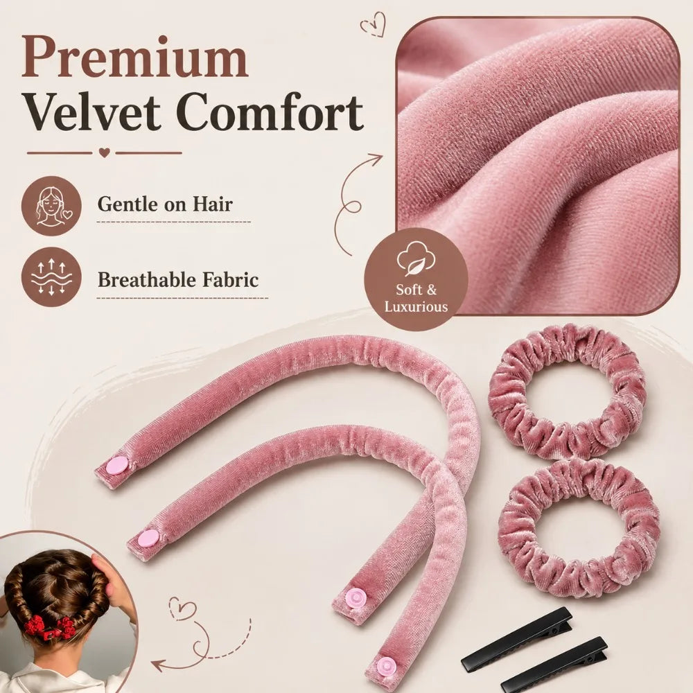 6Pcs Heatless Curling Rod Set No Heat Hair Curler Overnight Wave Maker Scrunchies Hair Clips Lazy Cu