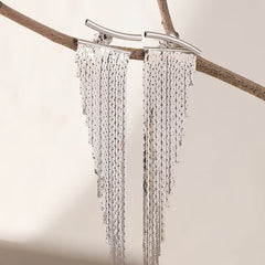 A Pair of Silvery Fashionable Tassel Earrings, Sexy and Elegant Earrings, Perfect Acc alternate view